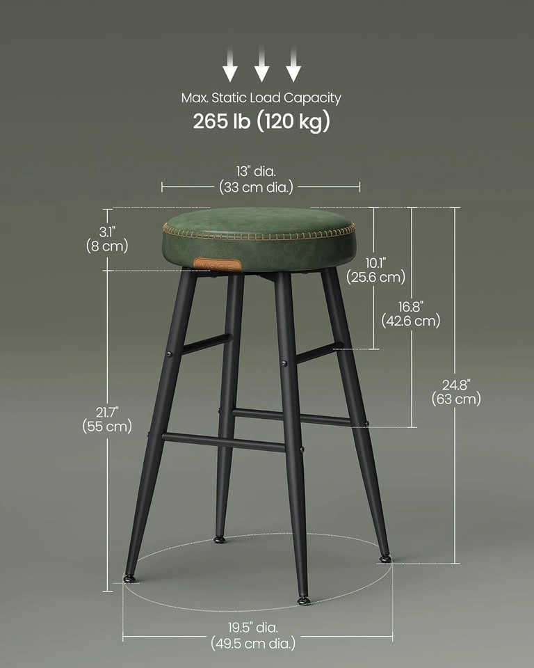 Set of 2 Bar Stools - Synthetic Leather - photo 4