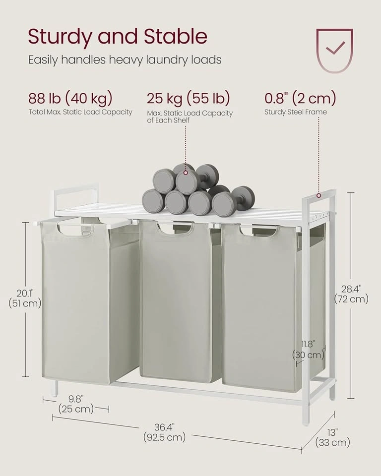 3-Bag Laundry Sorter with Shelf