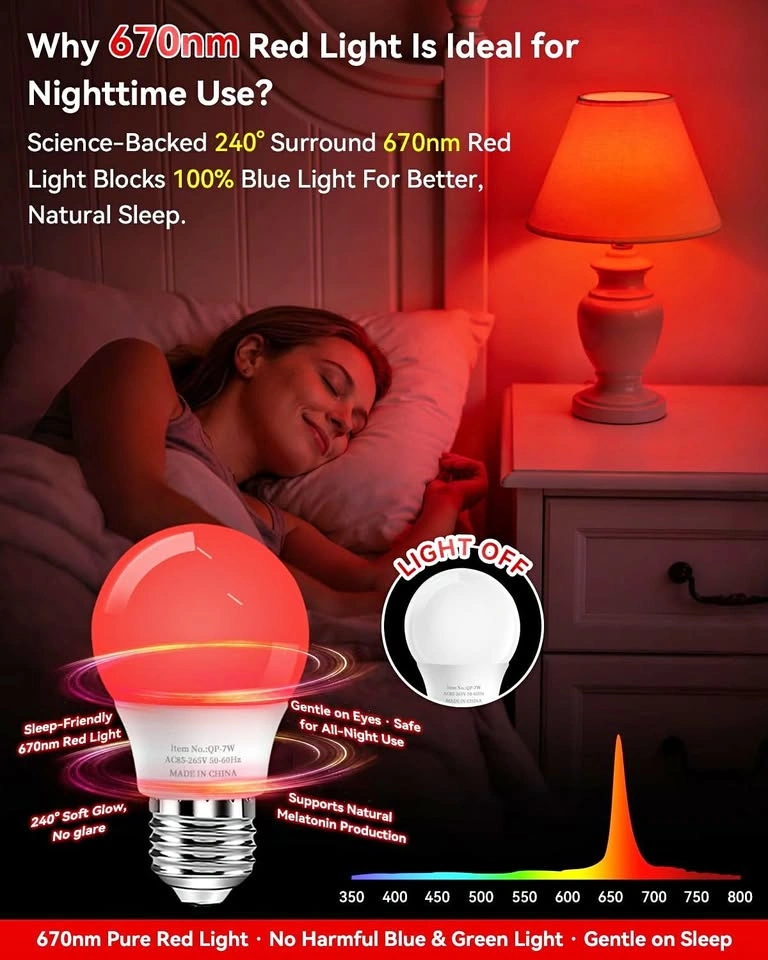 670nm Red Light Bulb for Sleep