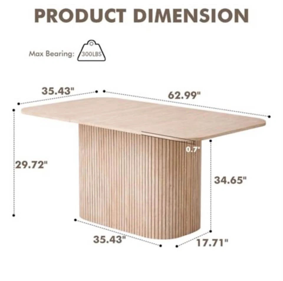 Modern Fluted Dining Table / Seats 4-6 - photo 2