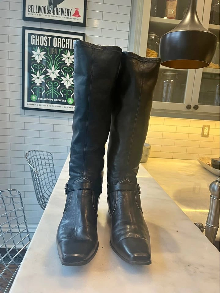 Vintage Paul Green Women’s Knee High Black Leather Boots Size 9