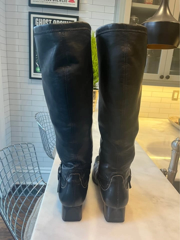 Vintage Paul Green Women’s Knee High Black Leather Boots Size 9 - photo 3