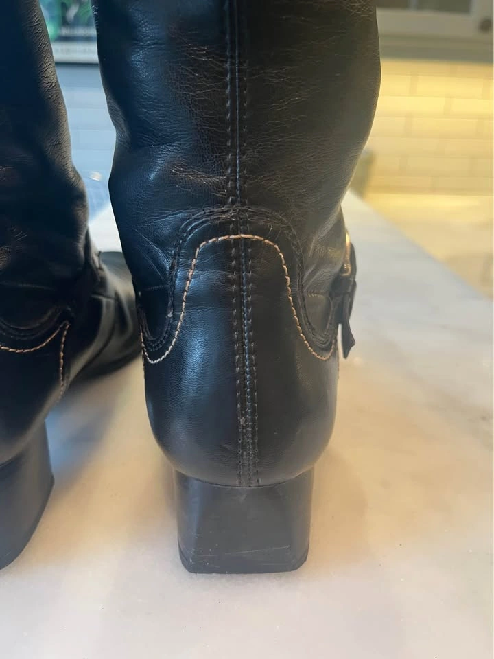 Vintage Paul Green Women’s Knee High Black Leather Boots Size 9 - photo 5