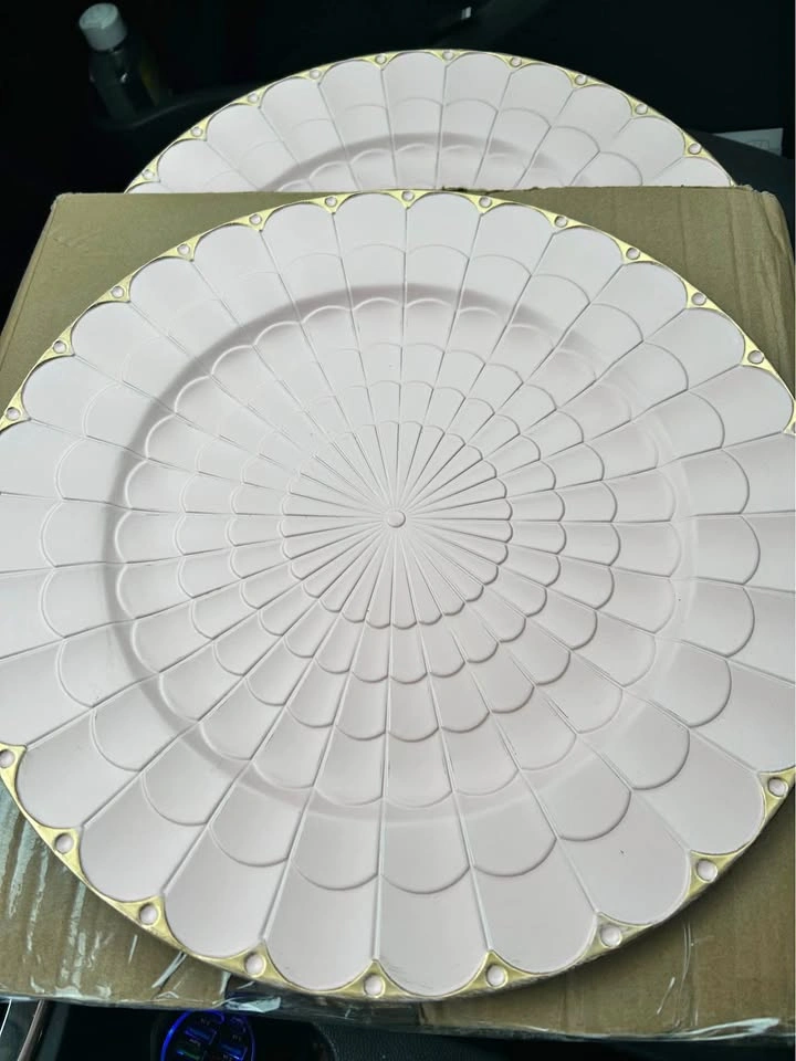 Pink Chargers for Dinner Plates, 13 Inch Plastic Charger Plates