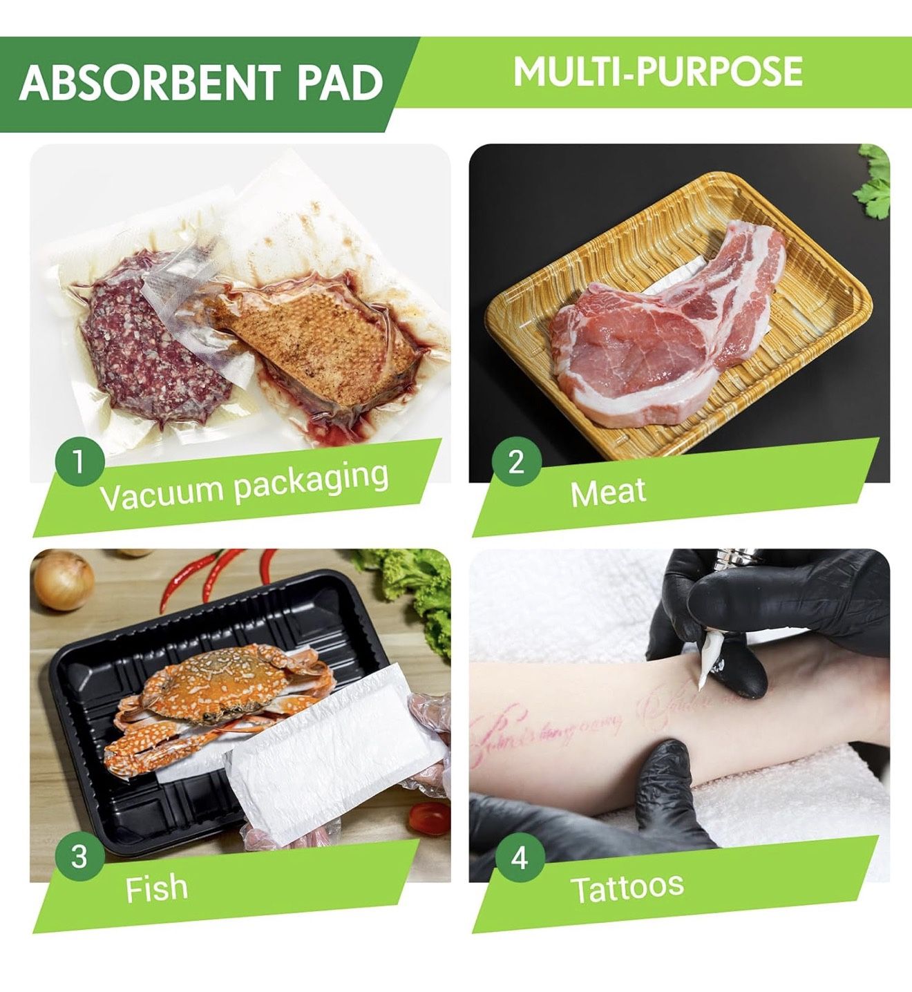 1000 Pcs 5x7" Meat Pads for Fish & Poultry