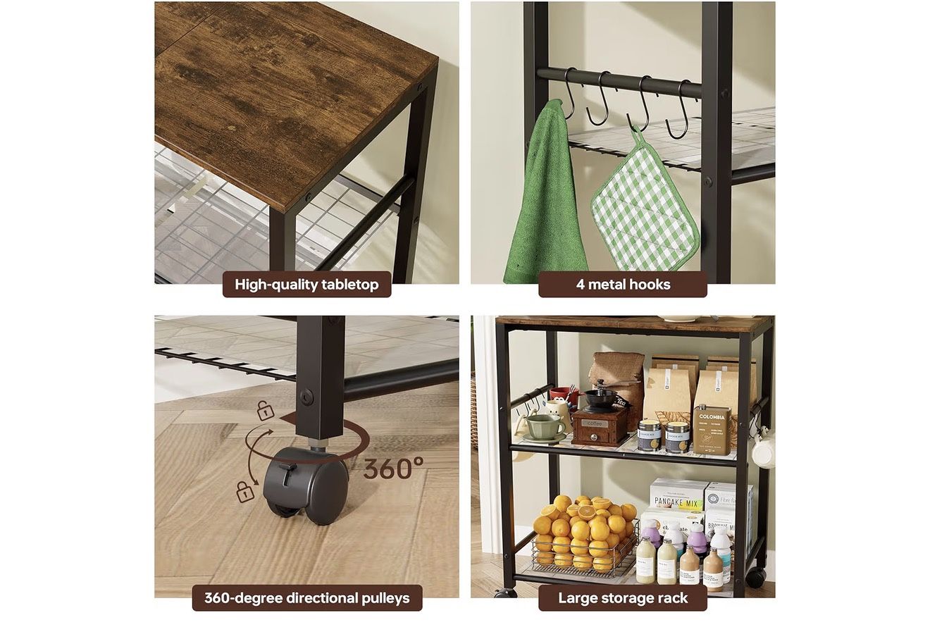 New - Multifunctional Kitchen Island Microwave Stand - photo 3