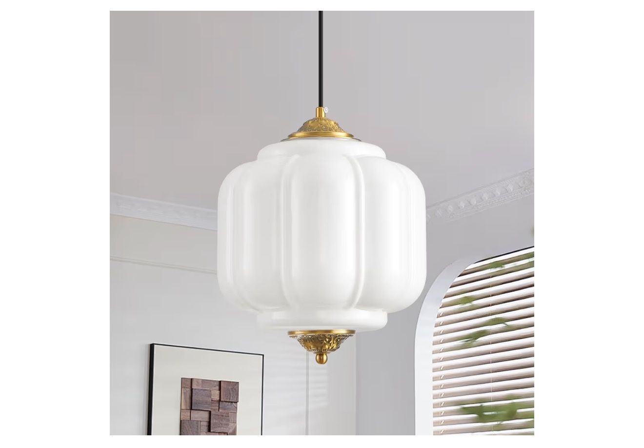 Vintage Milk Glass Pendant Light