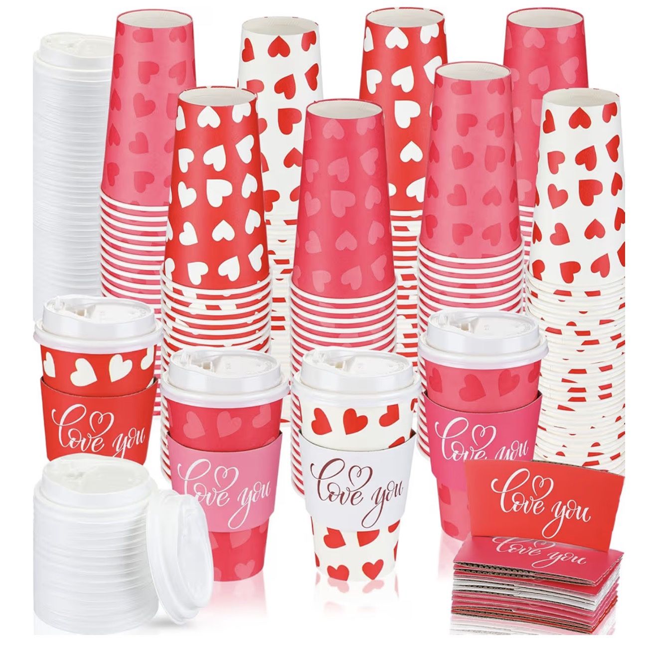 100 Pack 16 oz Wedding Red Disposable Coffee Cups