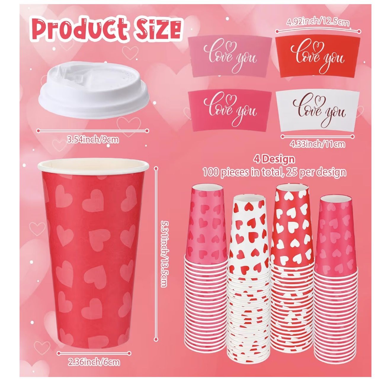 100 Pack 16 oz Wedding Red Disposable Coffee Cups - photo 2