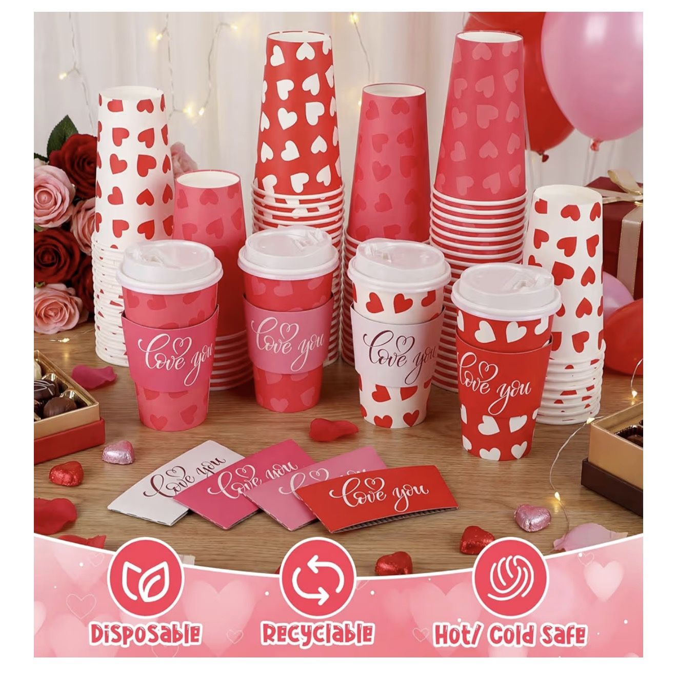 100 Pack 16 oz Wedding Red Disposable Coffee Cups - photo 4