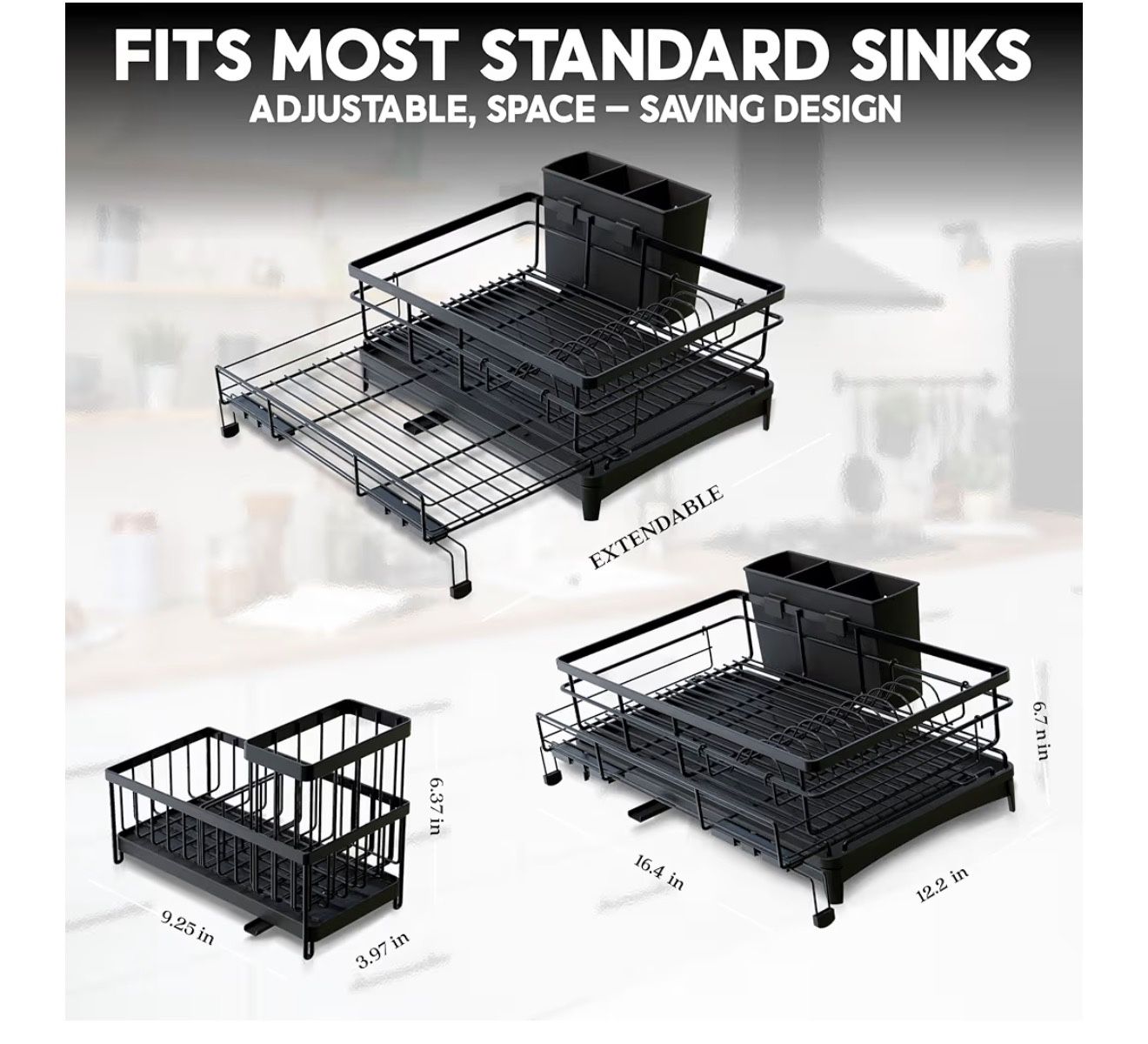 2 IN 1 Expandable Dish Drying Rack + Organizer - photo 2