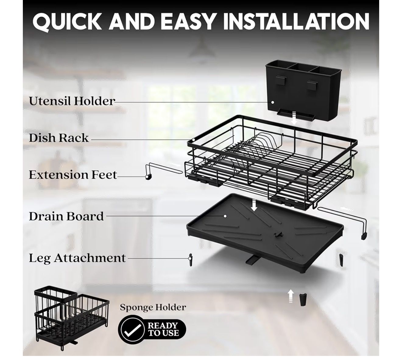 2 IN 1 Expandable Dish Drying Rack + Organizer - photo 3