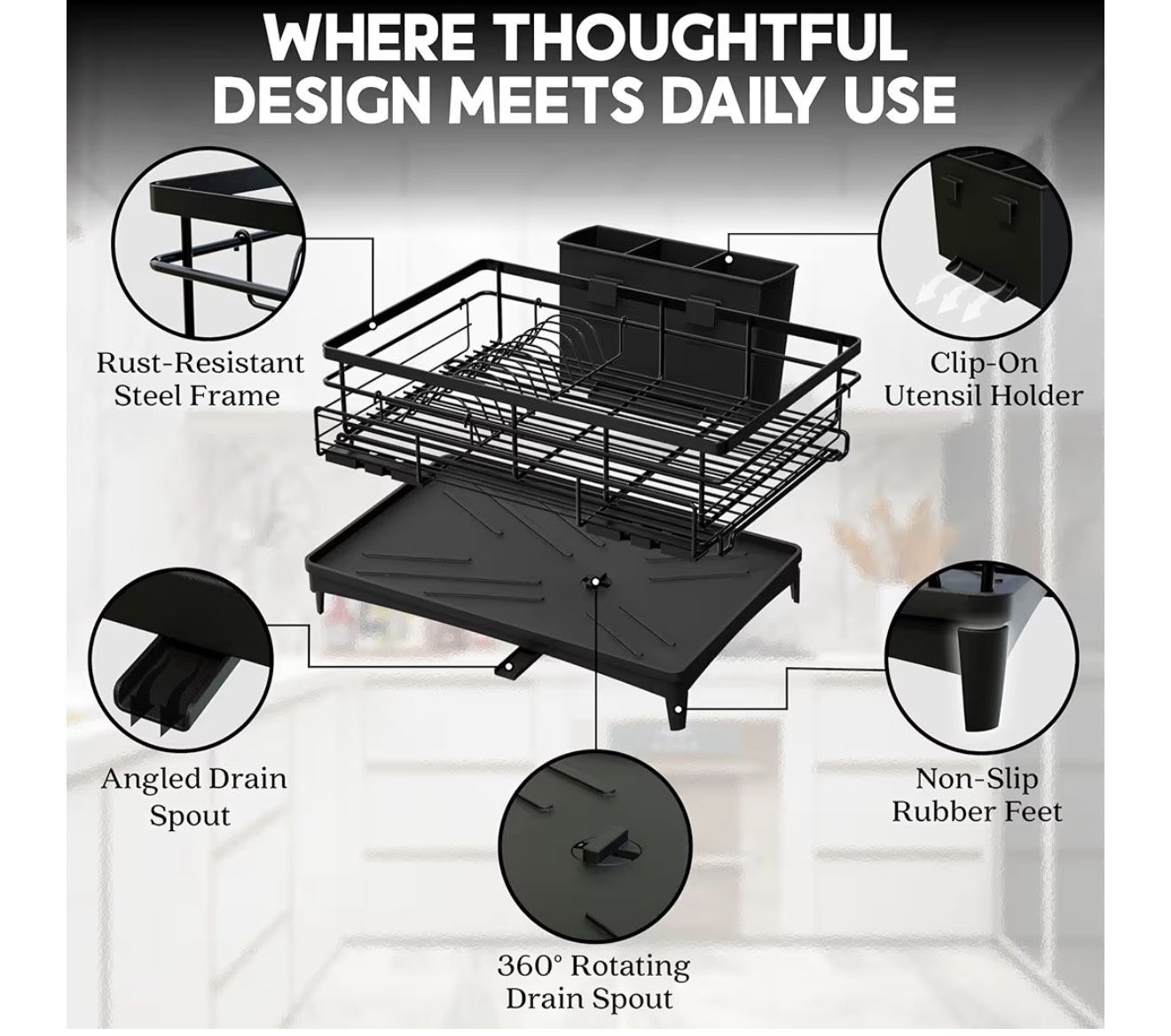 2 IN 1 Expandable Dish Drying Rack + Organizer - photo 4