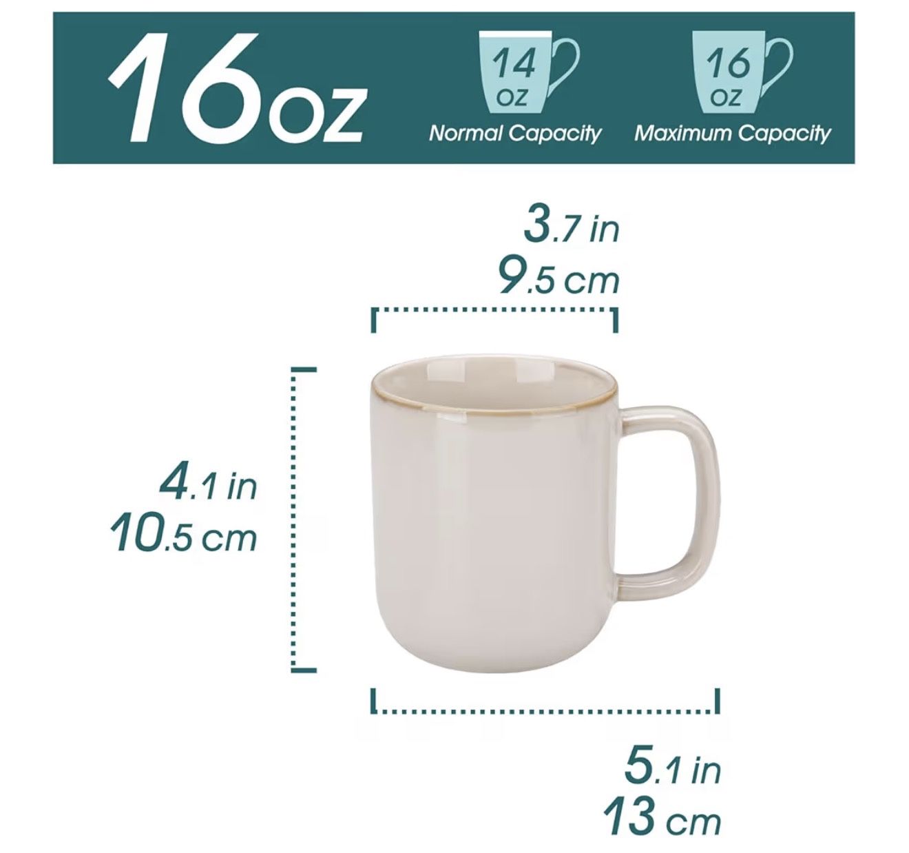 16 oz Coffee Mugs Set of 6, Large Ceramic Mug - photo 2