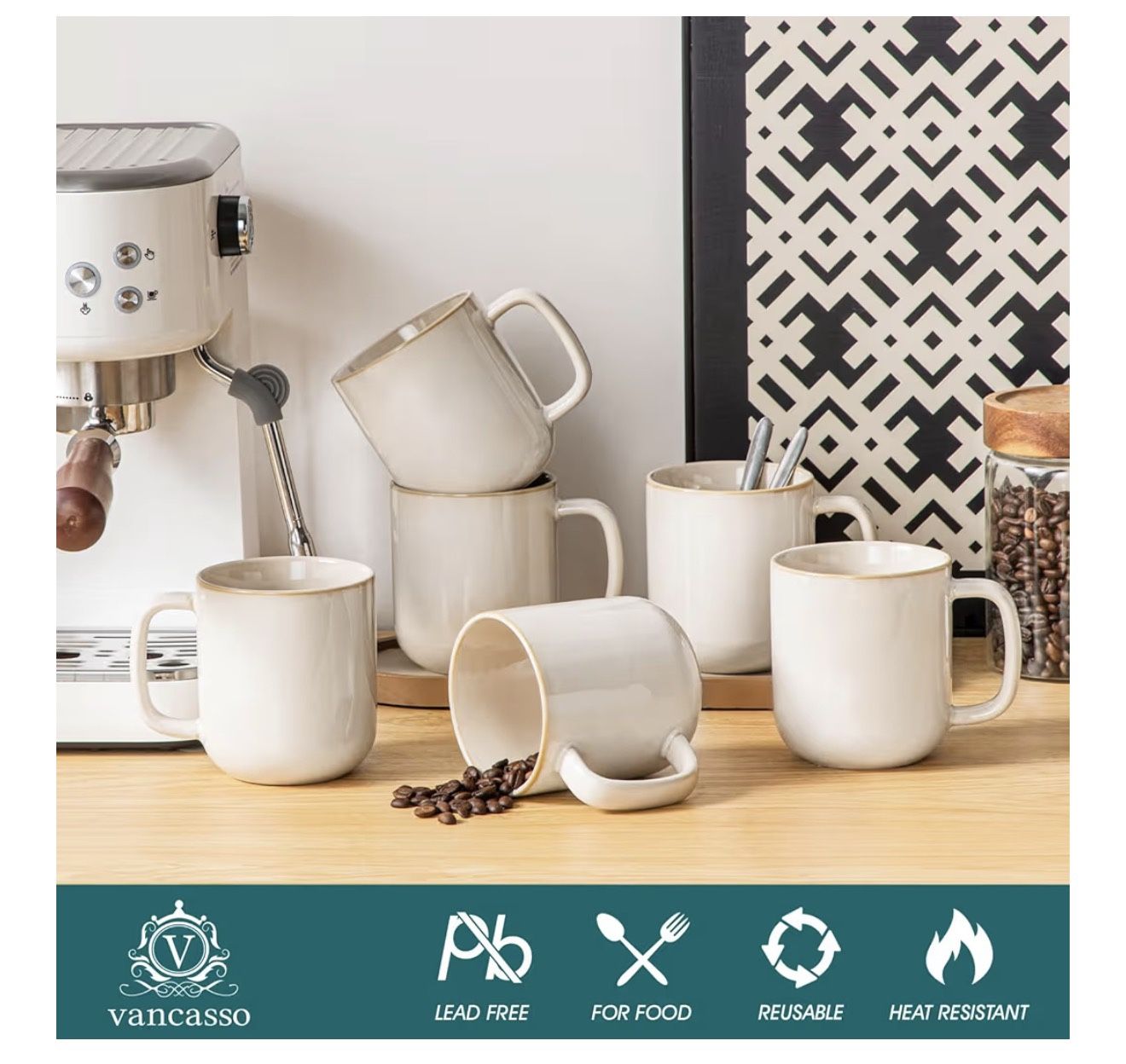 16 oz Coffee Mugs Set of 6, Large Ceramic Mug - photo 3