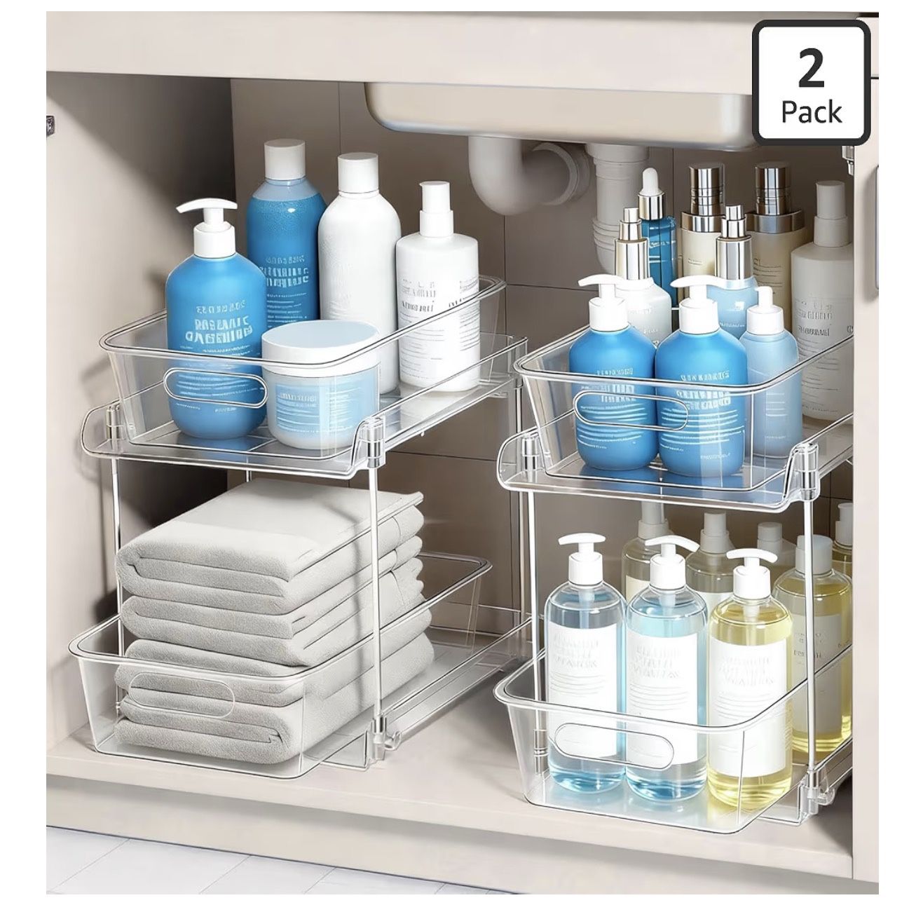 2 Tier Under Sink Organizer - Clear