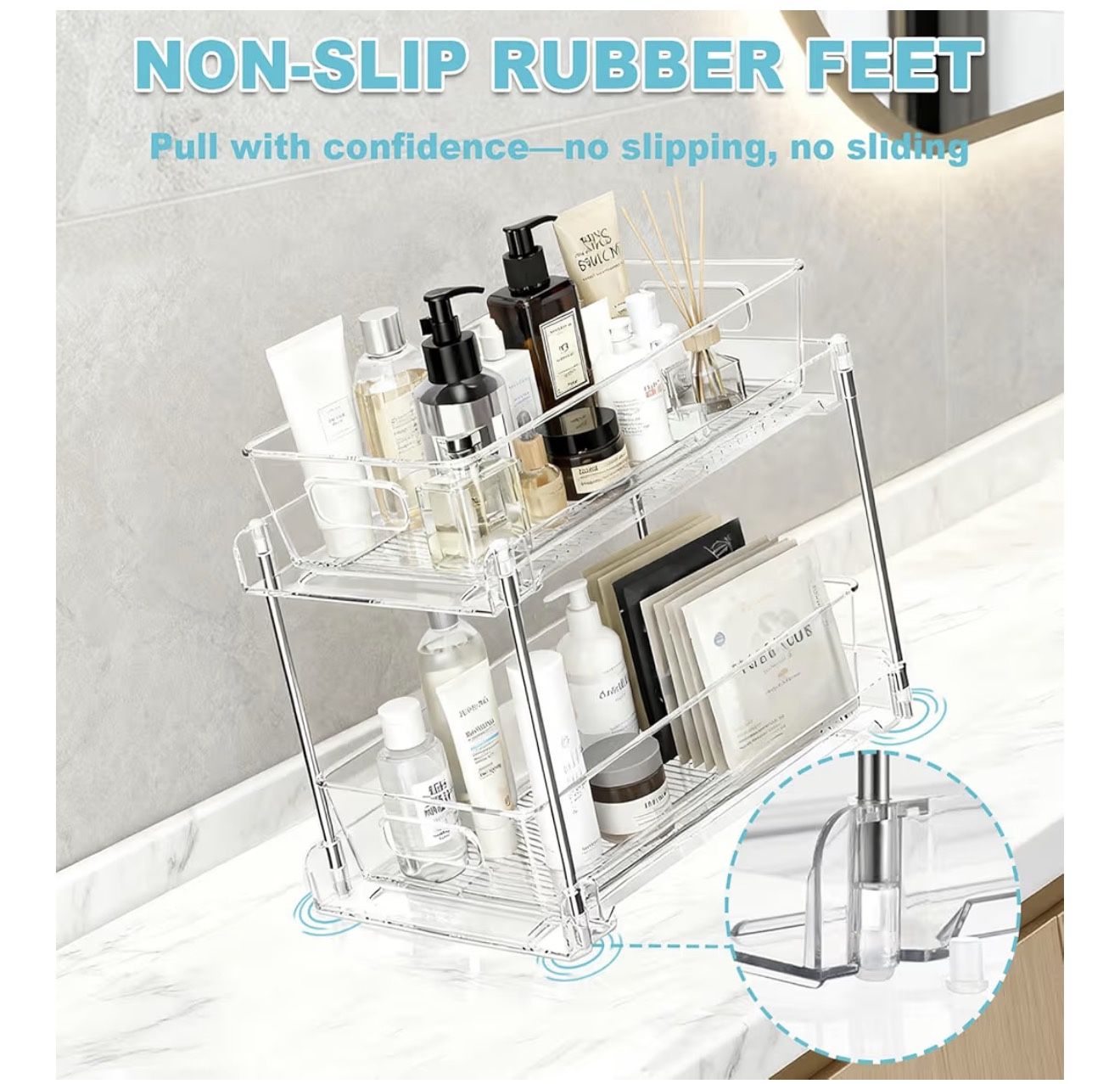 2 Tier Under Sink Organizer - Clear - photo 3