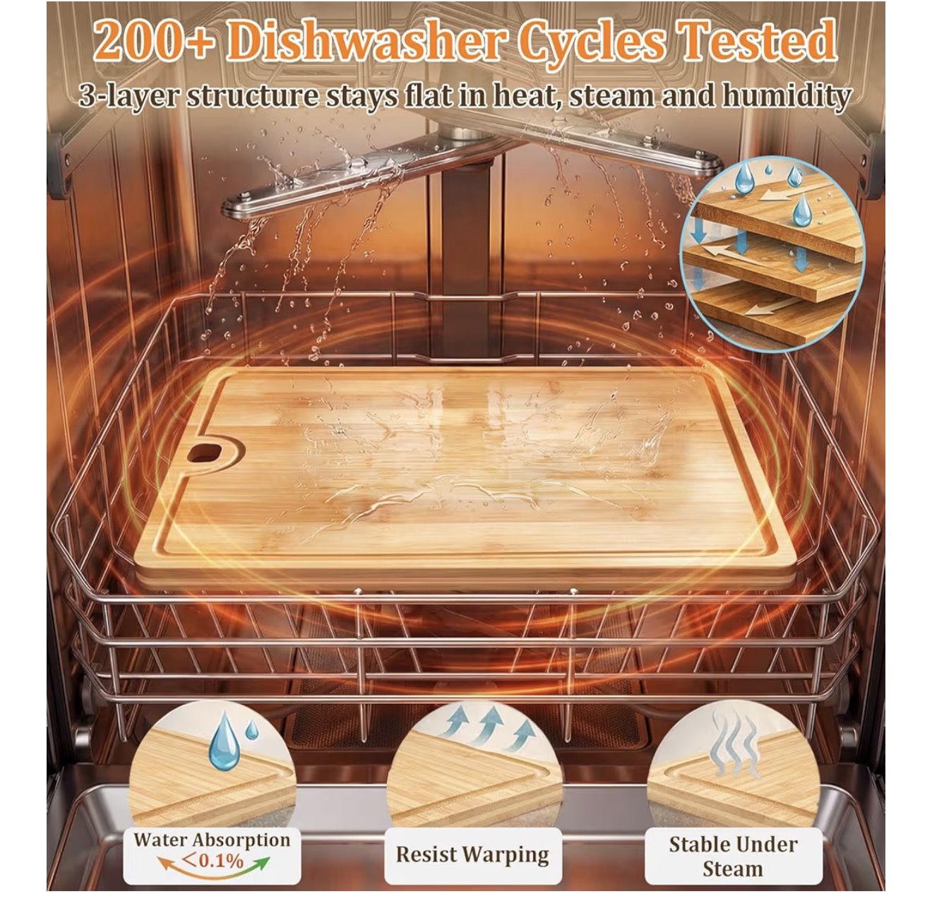 Dishwasher-Safe Bamboo Cutting Board - photo 3