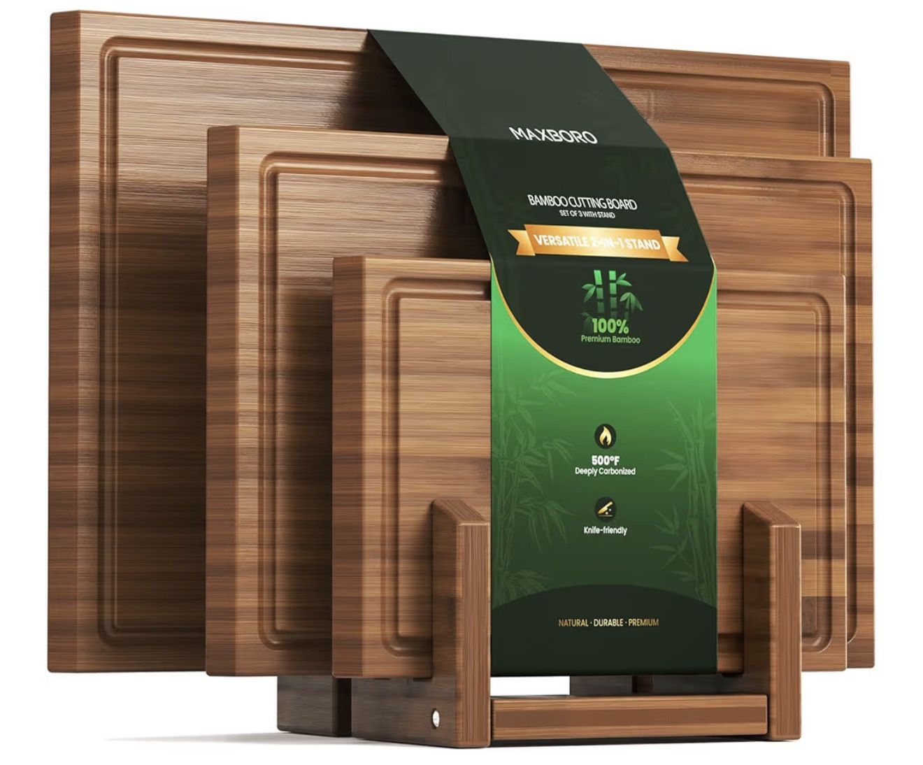 New Bamboo Cutting Board Set with Stand
