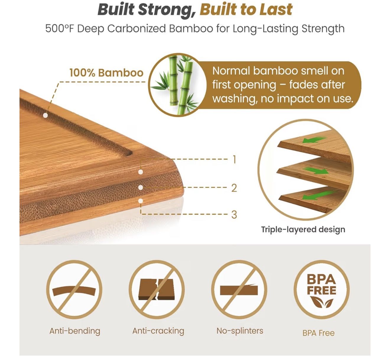 New Bamboo Cutting Board Set with Stand - photo 2