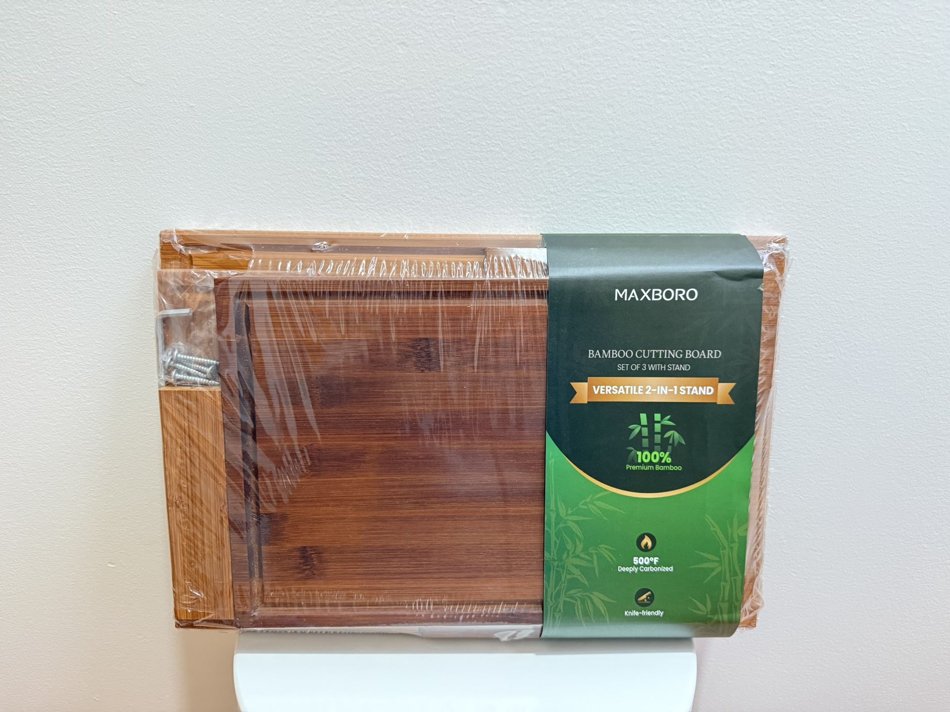 New Bamboo Cutting Board Set with Stand - photo 4