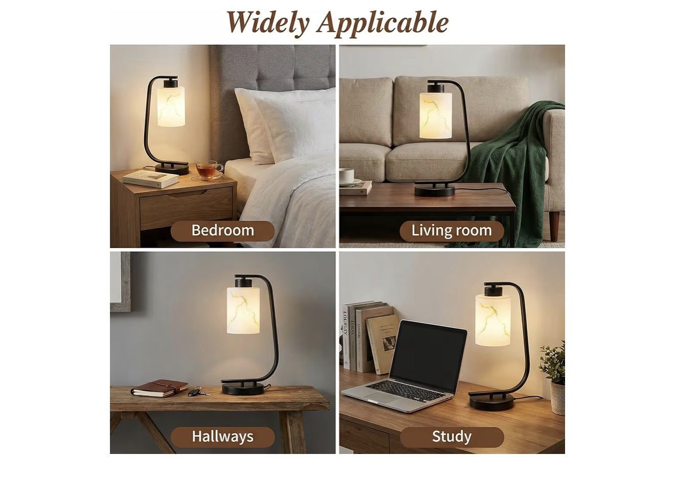 Modern Industrial Table Lamp with Marble Glass Shade - photo 4