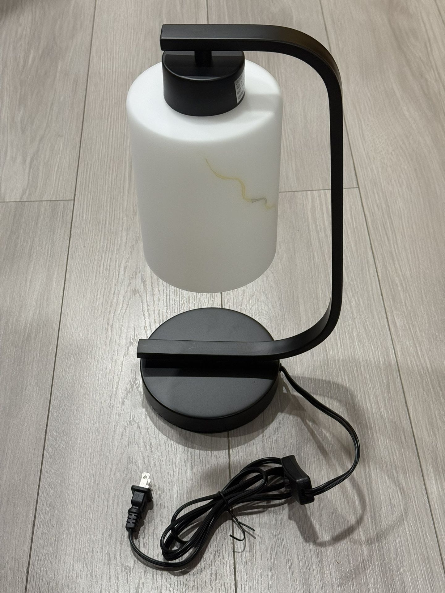 Modern Industrial Table Lamp with Marble Glass Shade - photo 5