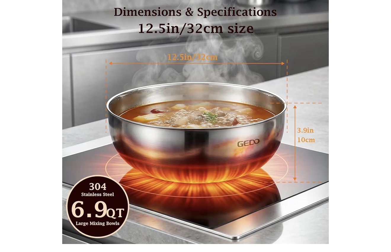 New - Triple-Layer 304 Stainless Steel Mixing Bowl - photo 3