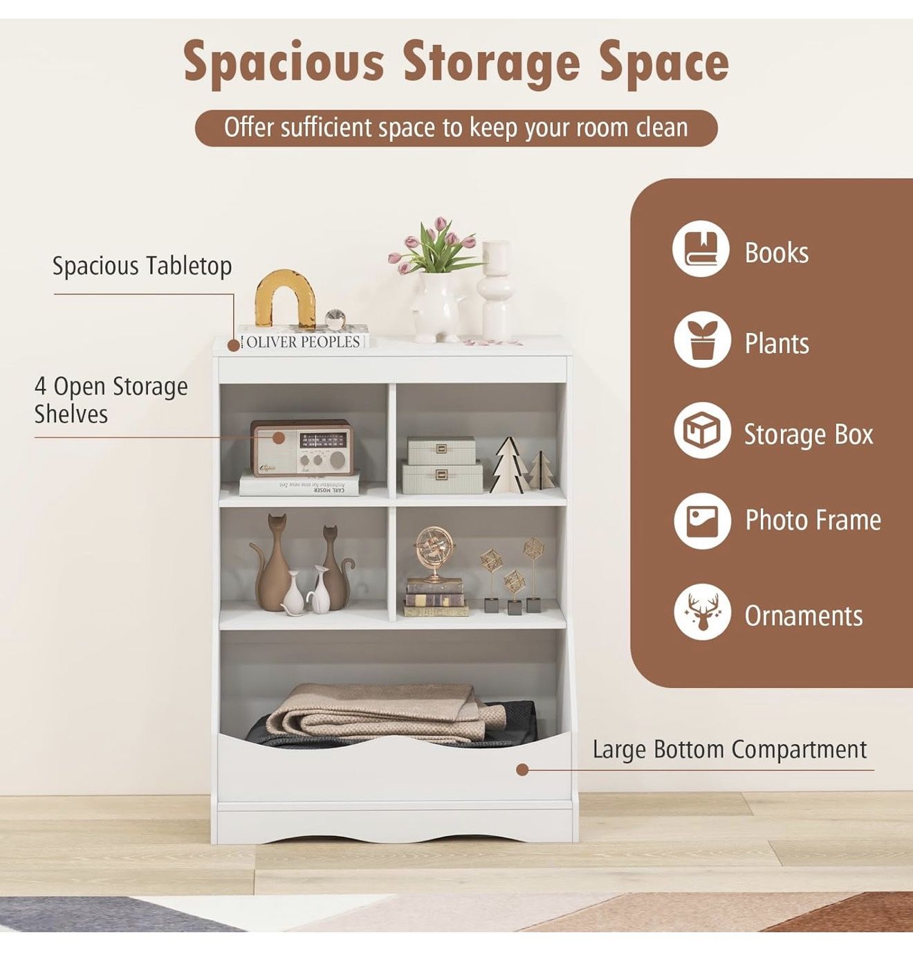 New - Storage Cabinet, Small Bookshelf, Short Bookcase - photo 3