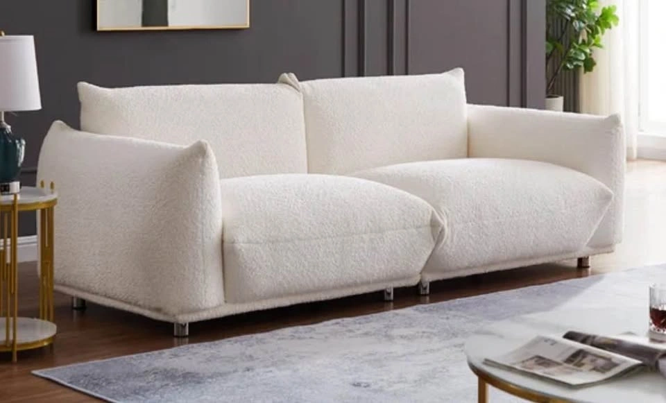 Upholstered 3 Seater Sofa - Lambswool Denetrice 86.5" - photo 3