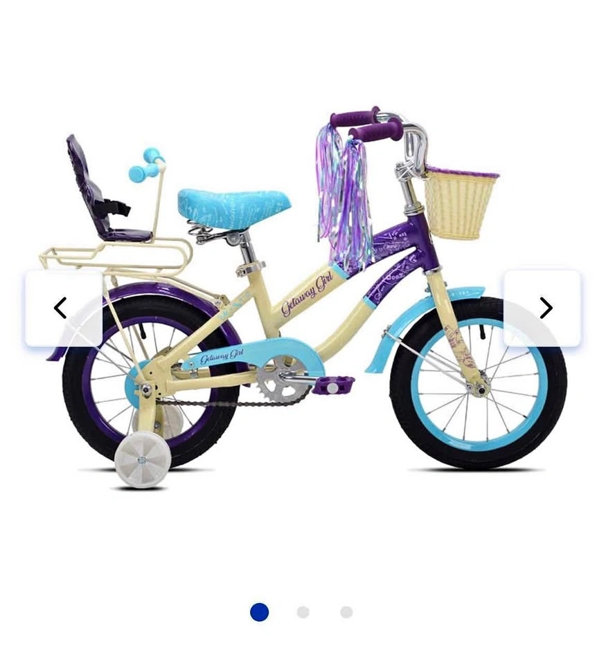 14” Kids Bike - Super Cute w/ Training Wheels & Doll Seat
