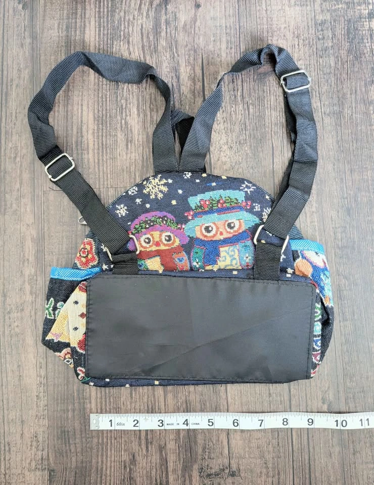 Cute Owl Tapestry Mini Backpack – 9” Boho Winter Bag - photo 4