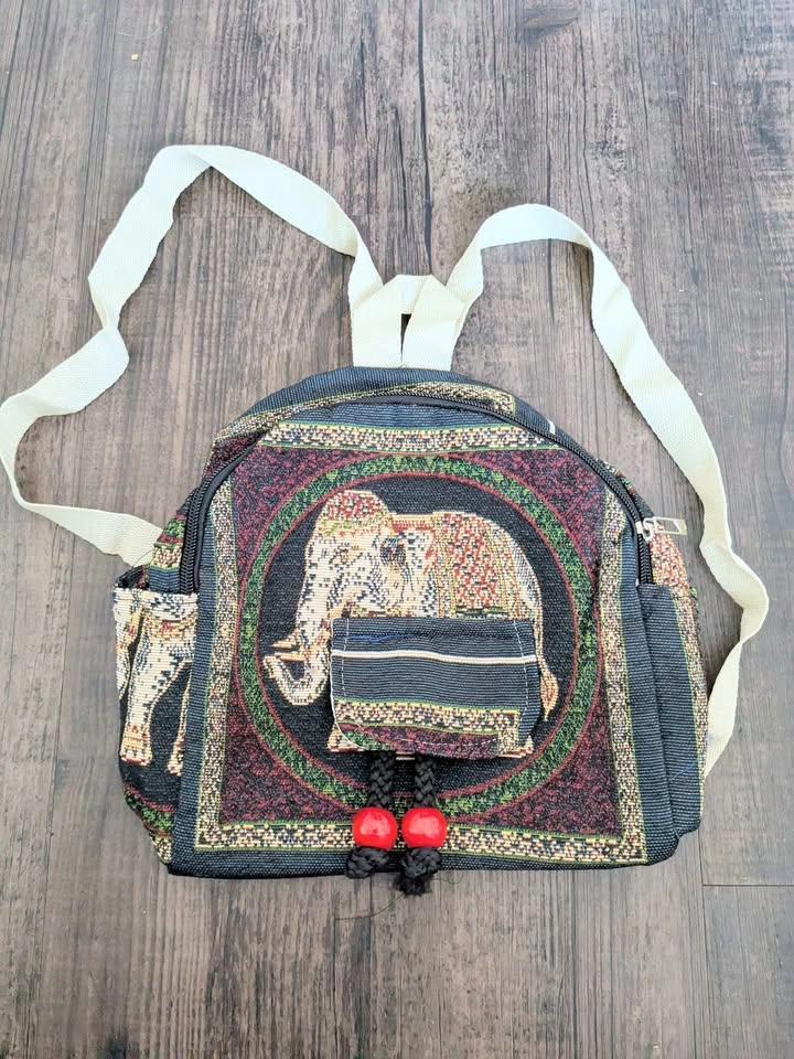 Boho Elephant/Owl Tapestry Mini Backpack w/pockets – 9” Cute Fes - photo 2
