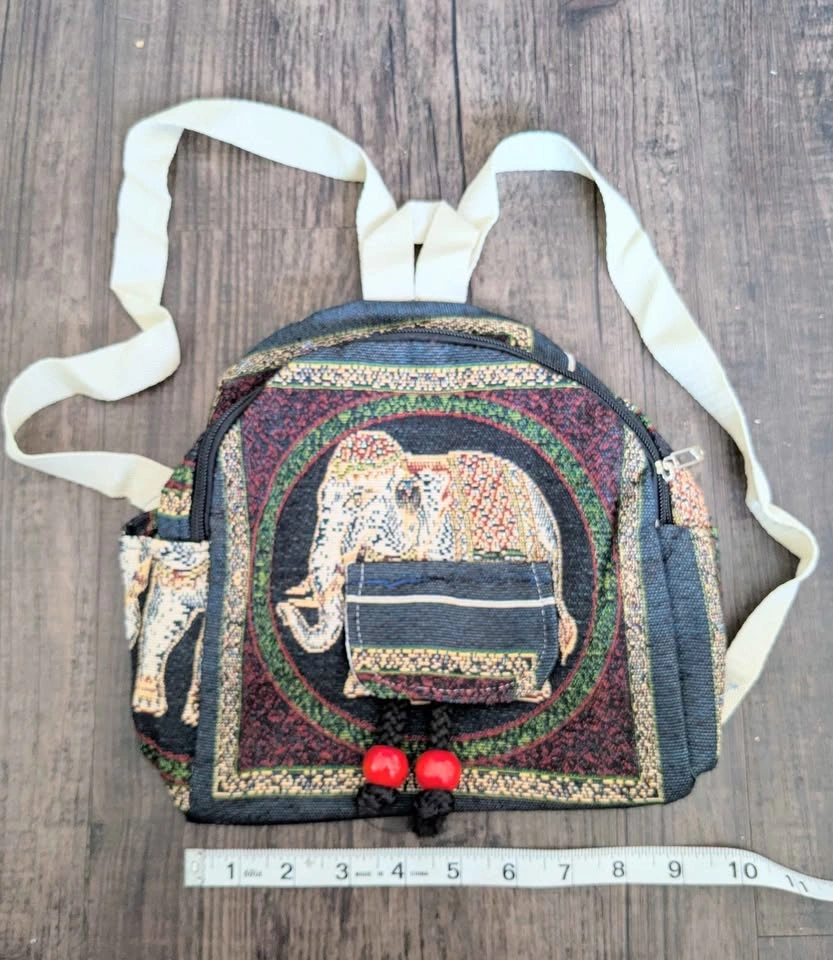 Boho Elephant/Owl Tapestry Mini Backpack w/pockets – 9” Cute Fes - photo 3