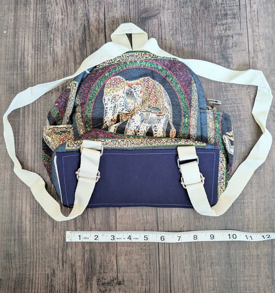 Boho Elephant/Owl Tapestry Mini Backpack w/pockets – 9” Cute Fes - photo 4