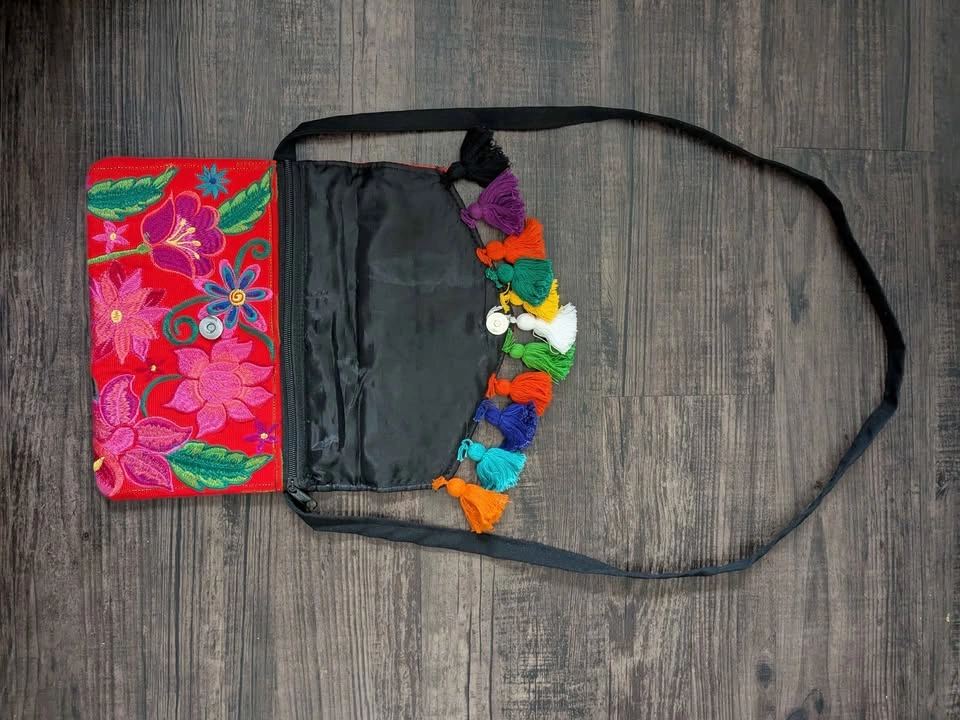 Boho Embroidered Tassel Clutch / Crossbody – Bright Floral Festi - photo 5