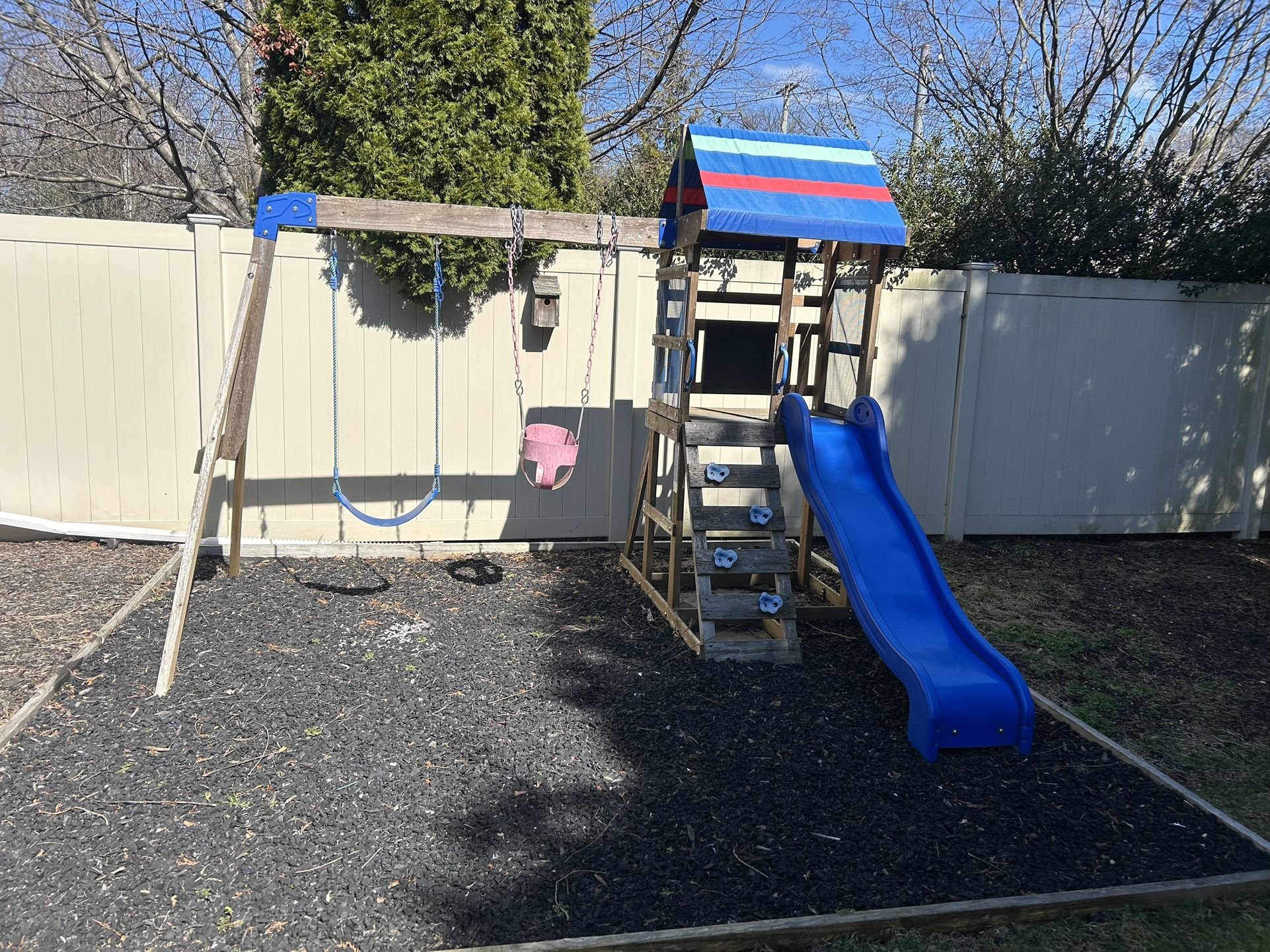 Backyard Hill All Cedar Wooden Swing Set