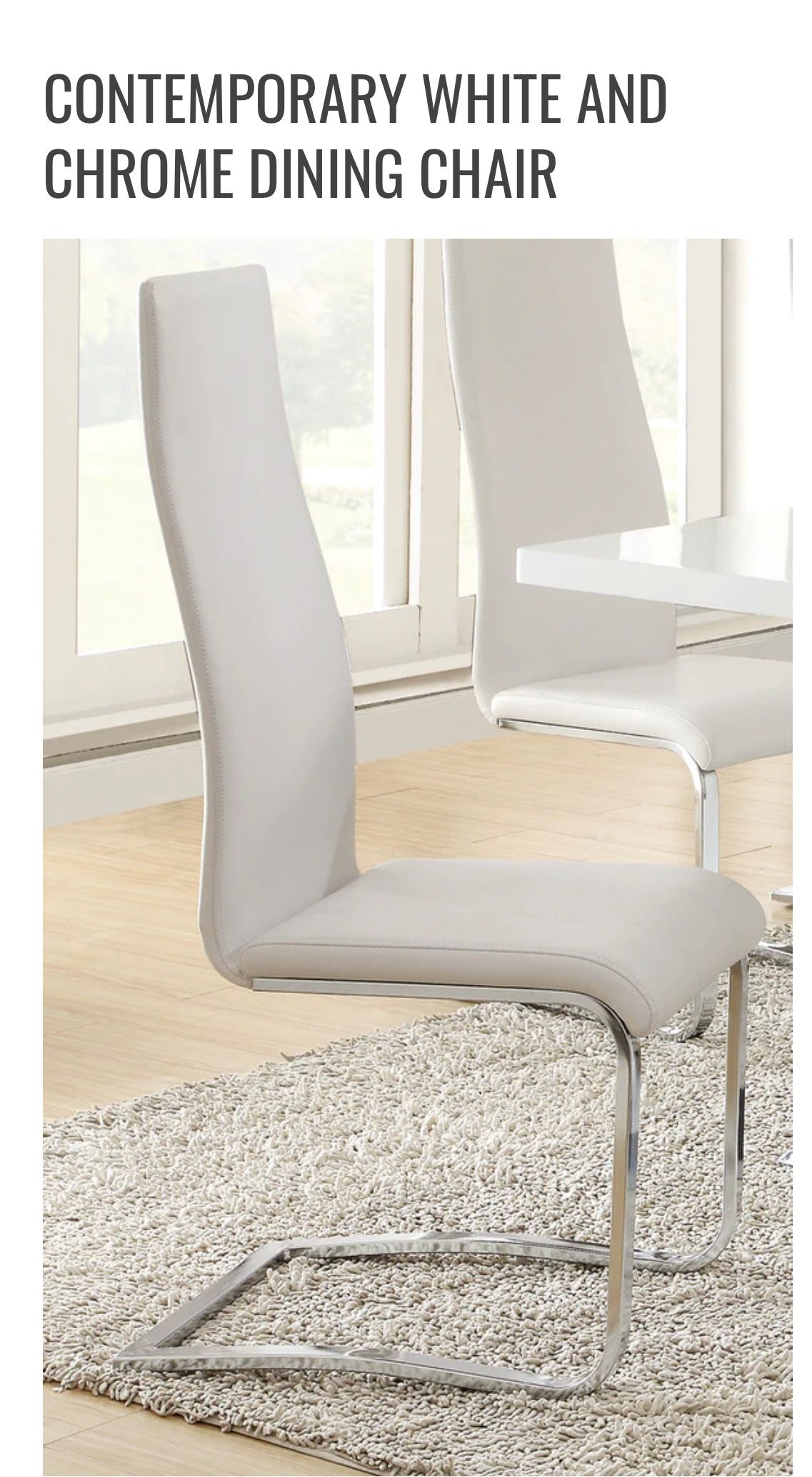 Contemporary White & Chrome Dining Chairs