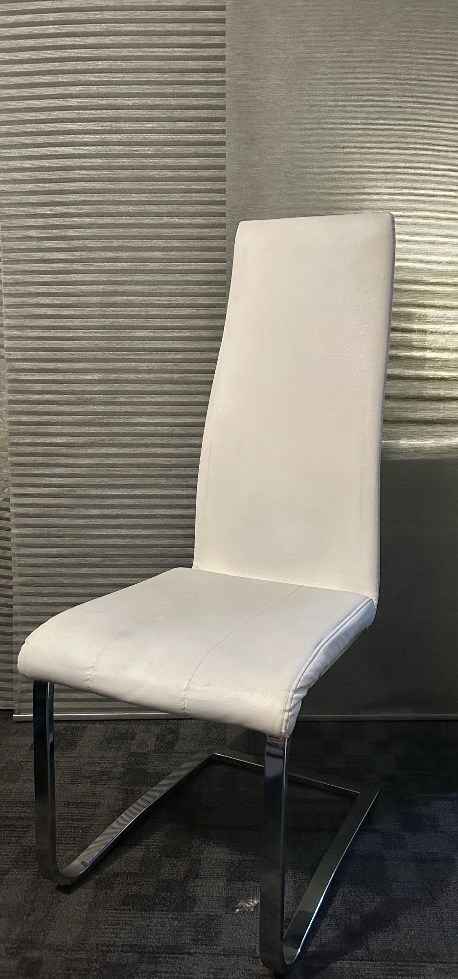 Contemporary White & Chrome Dining Chairs - photo 2