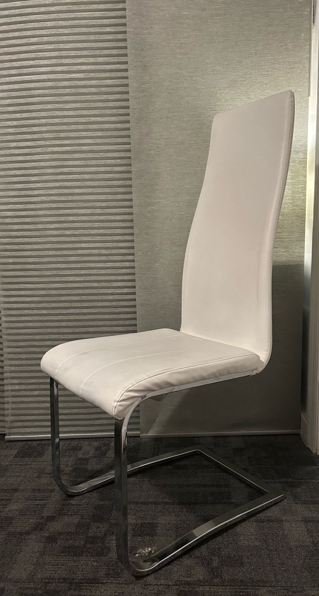 Contemporary White & Chrome Dining Chairs - photo 4
