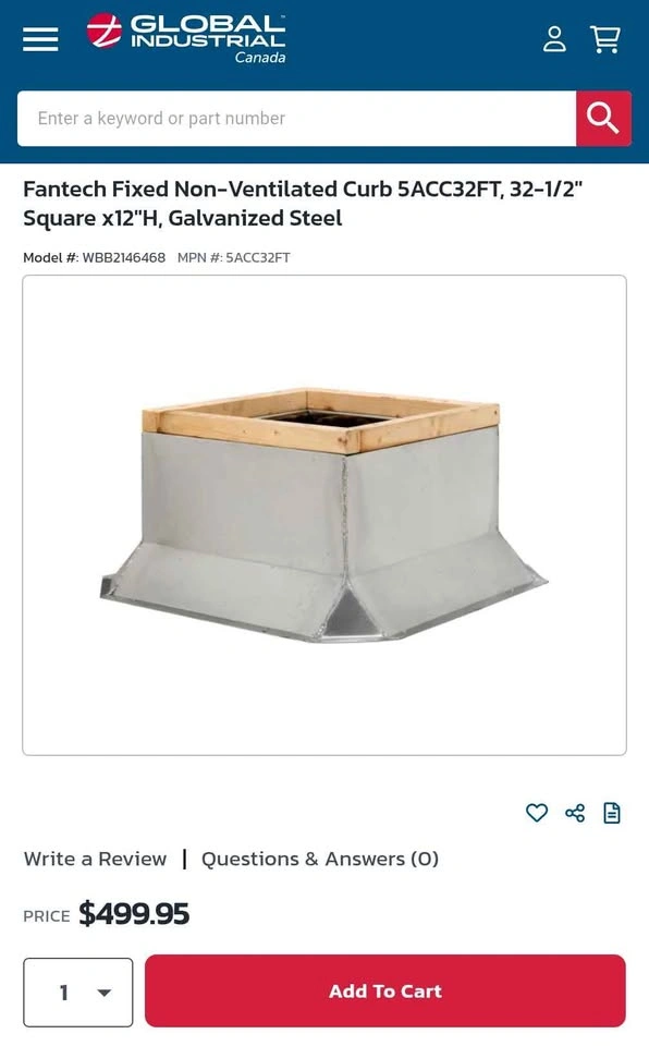 Fantech Fixed Non-Ventilated Curb 5ACC32FT - photo 3