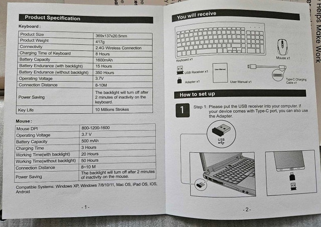 Wireless PC/Mac Keyboard Mouse Combo - photo 2