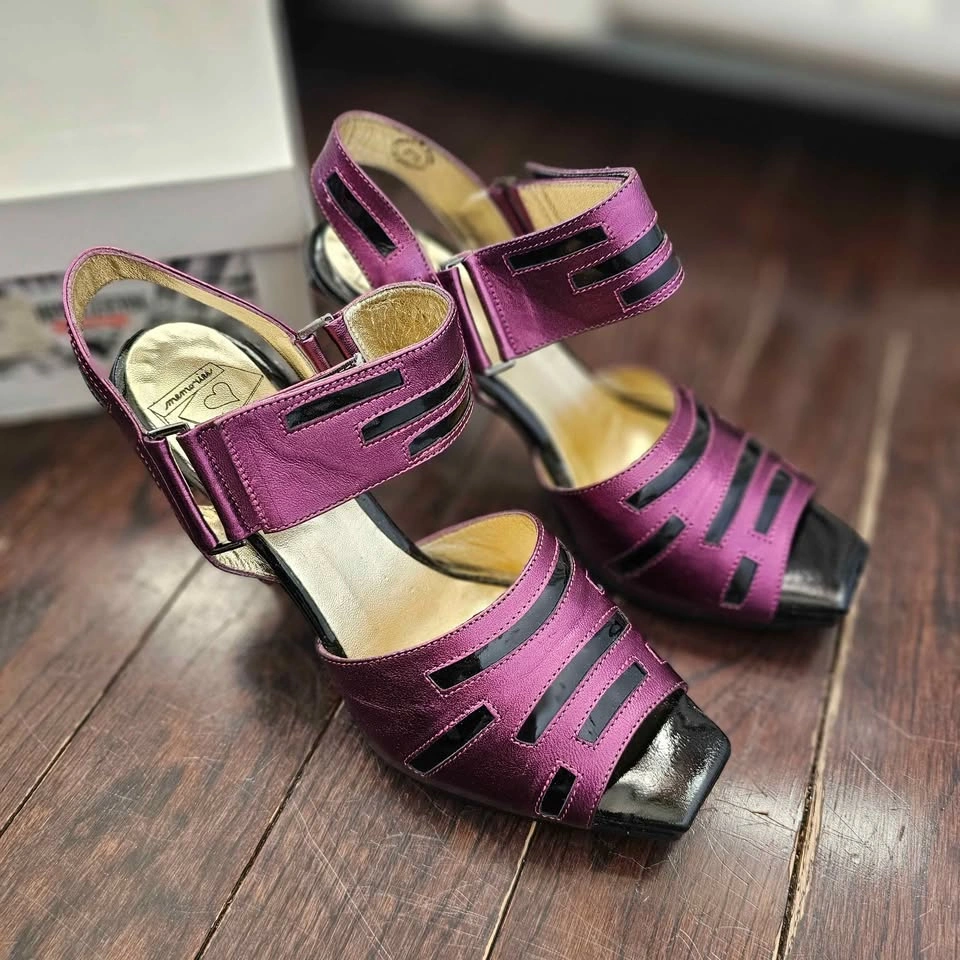 8.5 new in box Fluevog Compulsion Memories Purple Black Heels - photo 2