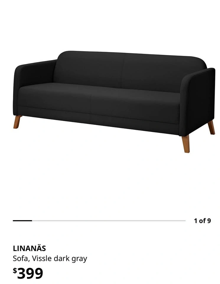 IKEA LINANÄS Sofa Vissle Dark Gray | pick up near square one