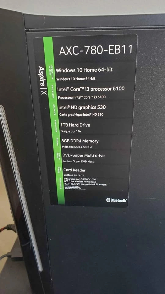 ACER PC I3 8GB RAM 1TB Harddrive and Windows