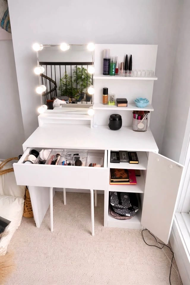 Modern Vanity Makeup Desk w/ LED Mirror + Storage - photo 2