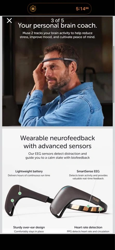 Muse Brainwave Sensing Headband for Meditation & Neurofeedback - photo 2