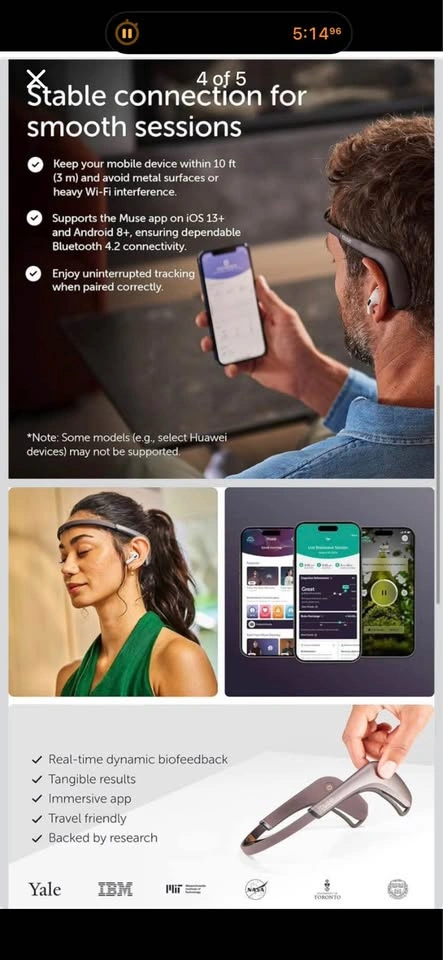 Muse Brainwave Sensing Headband for Meditation & Neurofeedback - photo 3