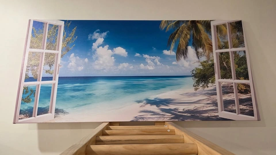 Window View Beach Canvas 52x24 – Ocean Wall Art - photo 3