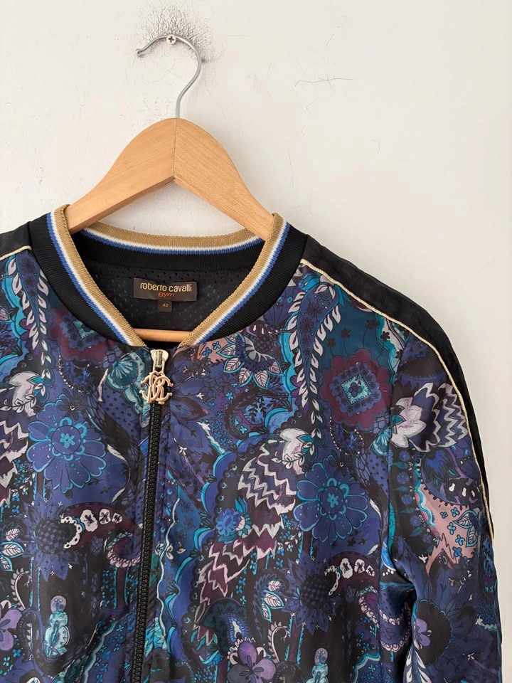 Roberto Cavalli Gym Multicolor Printed Velvet Zip Up Jacket Size - photo 2